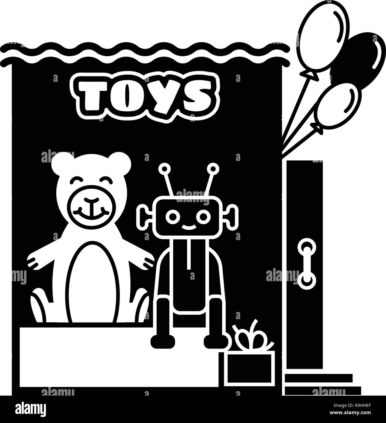 Giocattolo icona kiosk, stile semplice Illustrazione Vettoriale