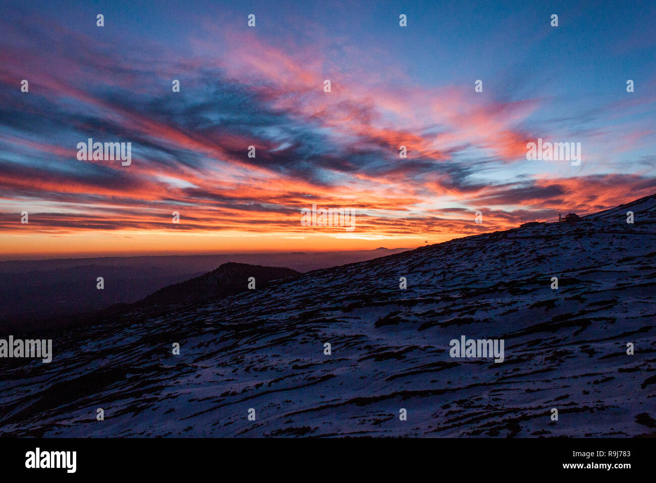 Tramonto sull'Etna Foto Stock