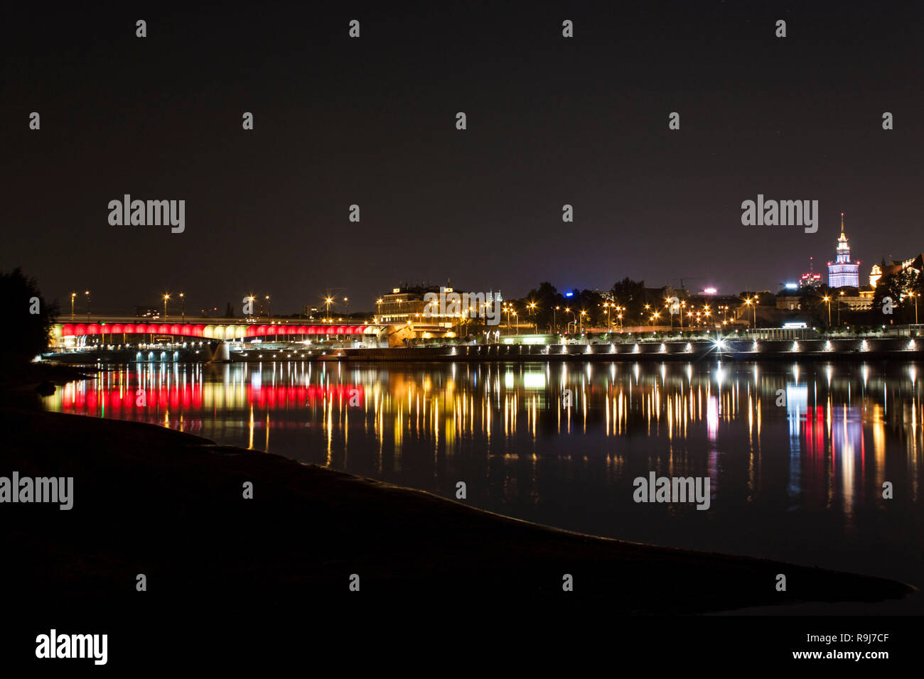 Varsavia di notte Foto Stock