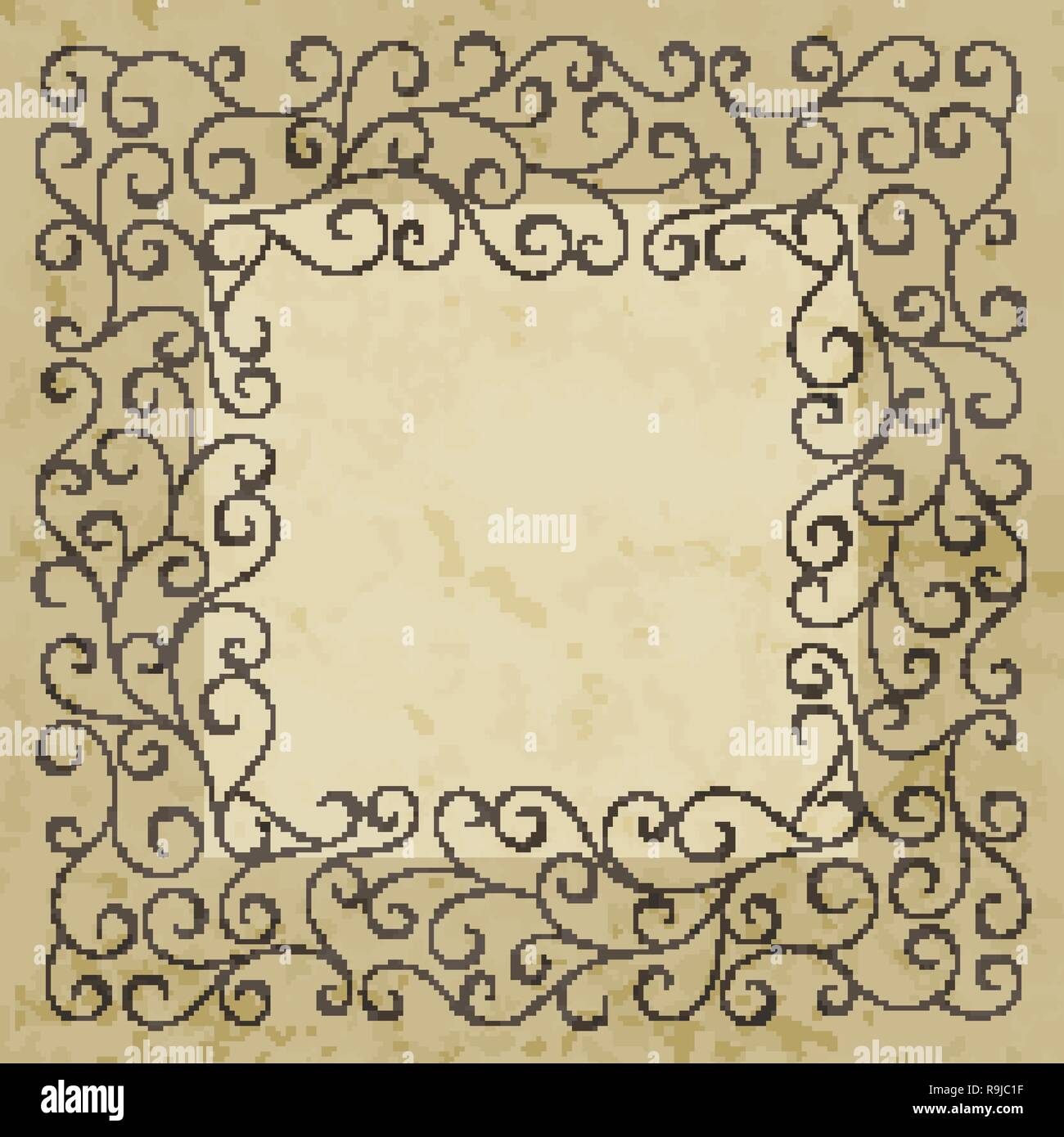 Elegante disegnati a mano retrò cornice floreale. Illustrazione Vettoriale