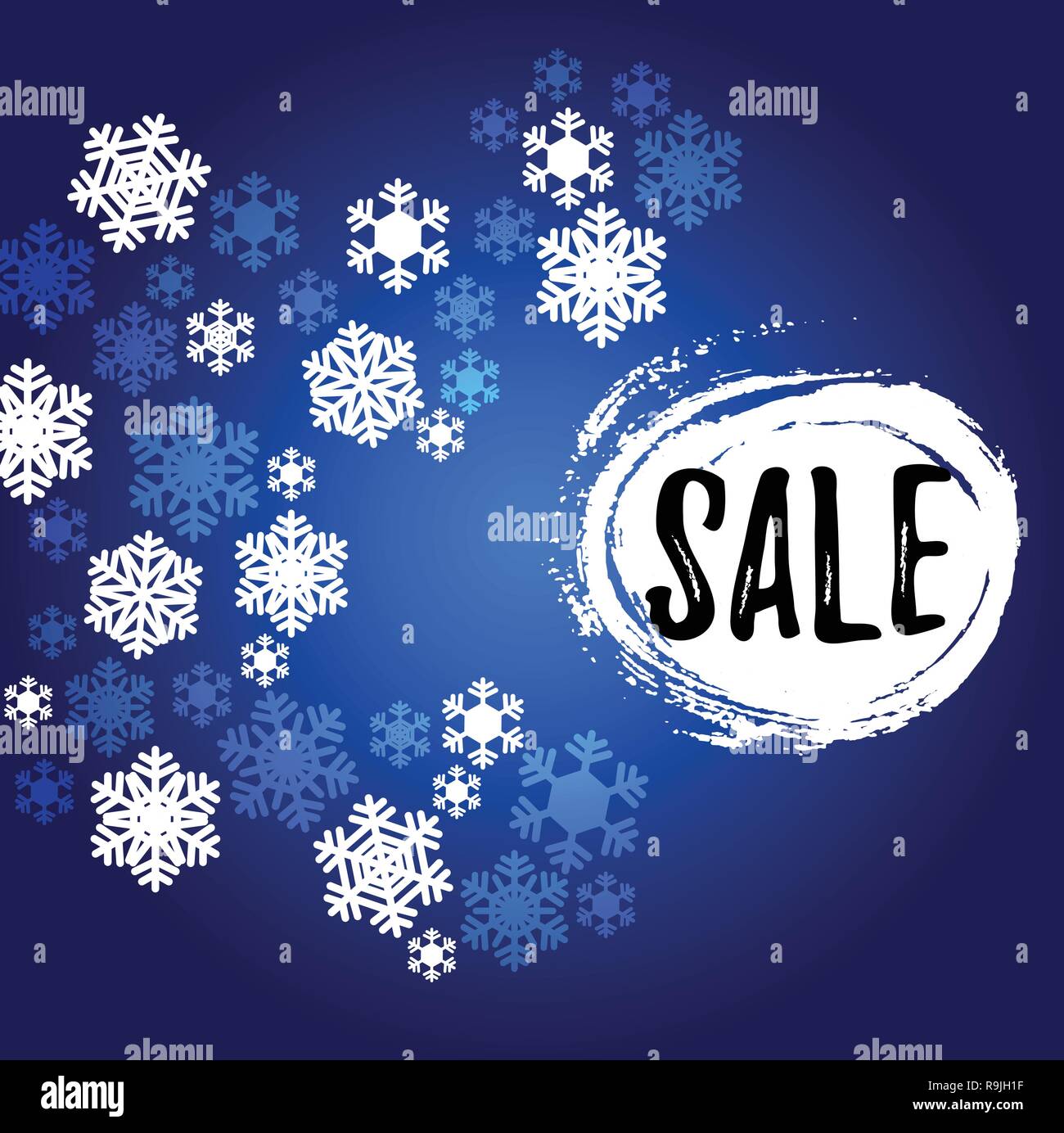 Natale blu navy e fiocchi di neve bianca Vendita discount offer banner Illustrazione Vettoriale
