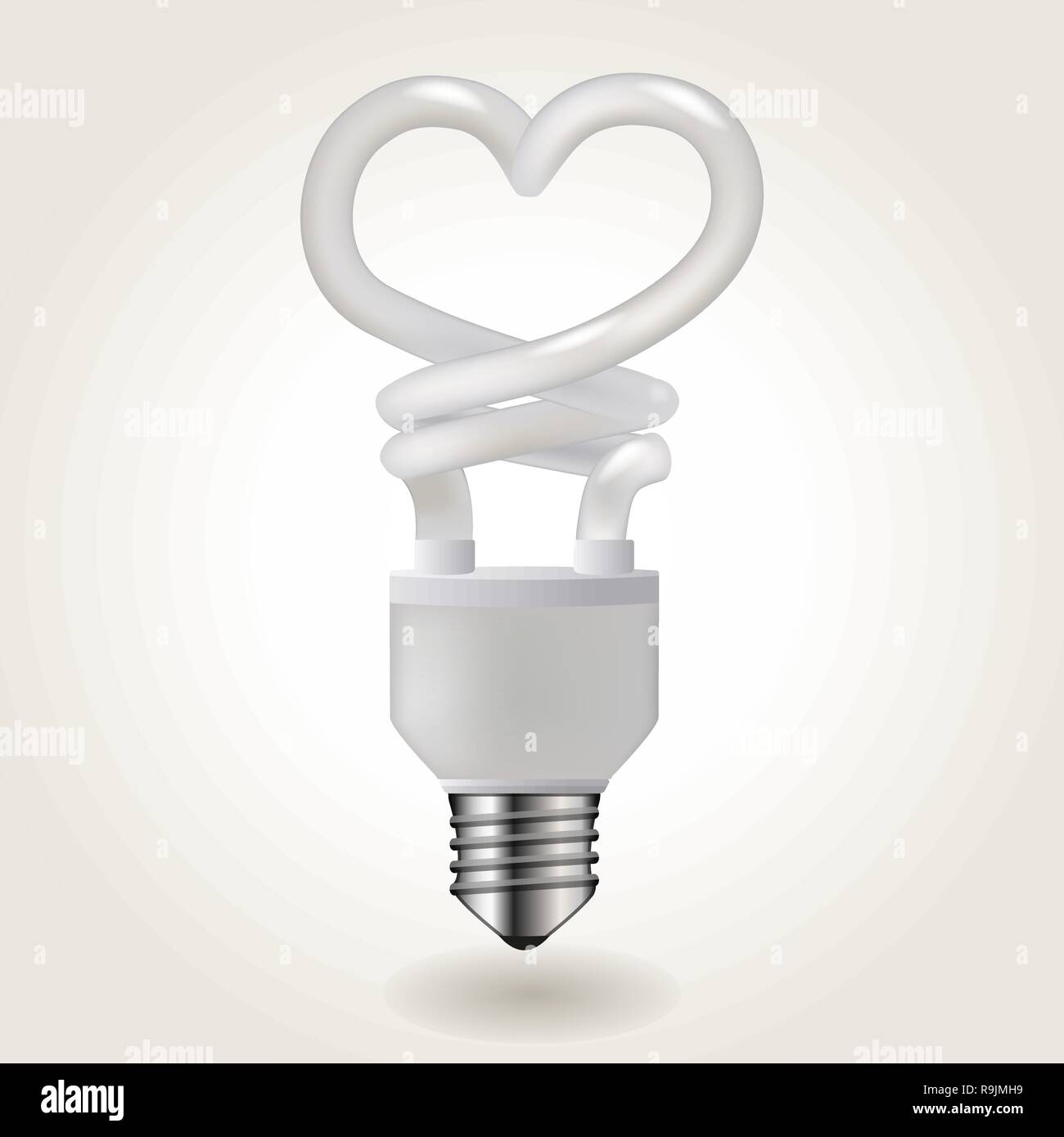 Luce a risparmio energetico la lampadina in una forma di cuore, illustrazione vettoriale Illustrazione Vettoriale