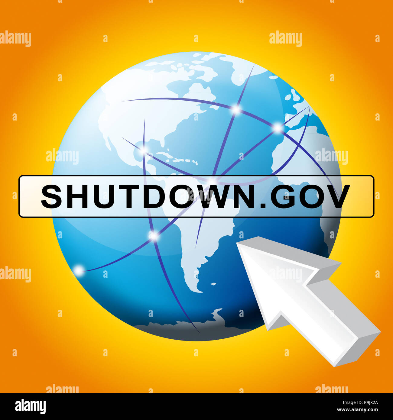 Governo Arrestare il sito web significa Stati Uniti chiusura politico. Il presidente e i senatori causare il blocco in tutta la nazione Foto Stock