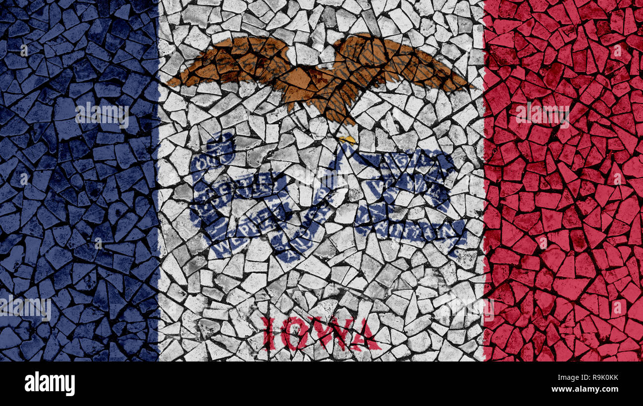 Tessere mosaico Pittura di Iowa Bandiera, noi lo sfondo dello stato Foto Stock