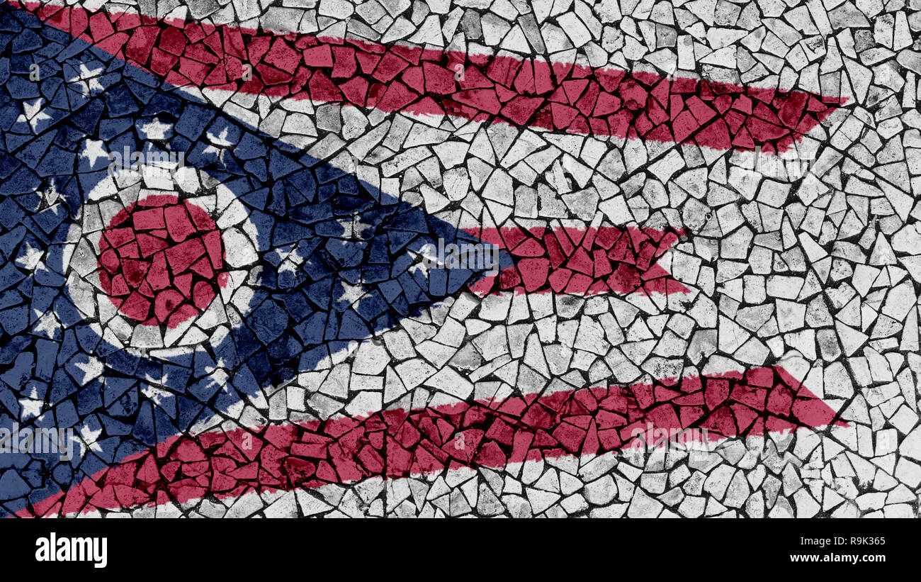 Tessere mosaico Pittura di Ohio Bandiera, noi lo sfondo dello stato Foto Stock