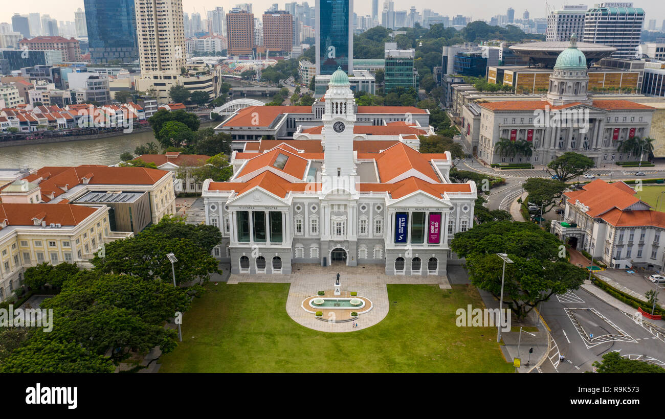 Il Victoria Theatre e Victoria Concert Hall, VTVCH, quartiere coloniale, Singapore Foto Stock