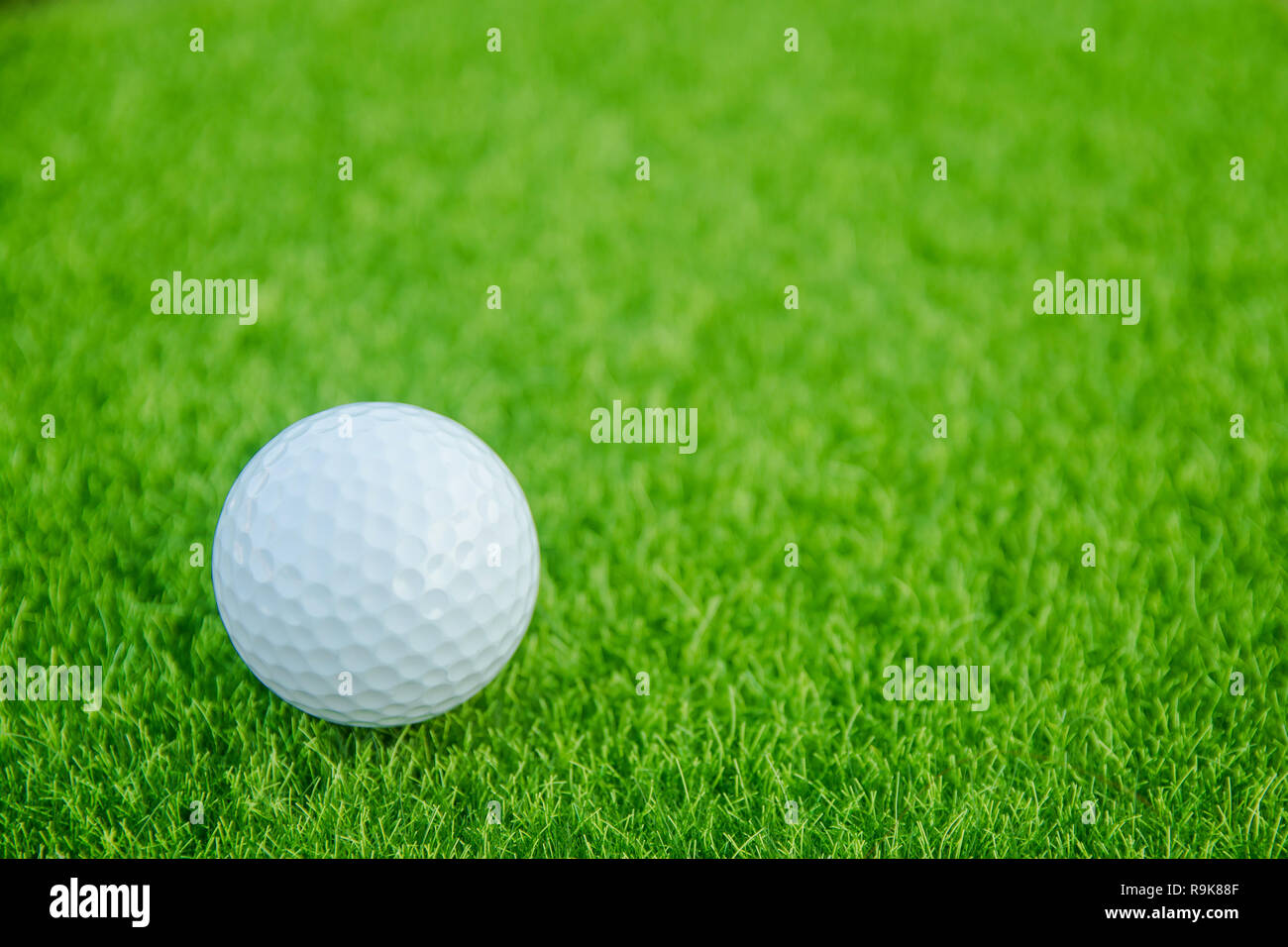 Pallina da golf su erba verde pronto per giocare a golf. con spazio di copia Foto Stock