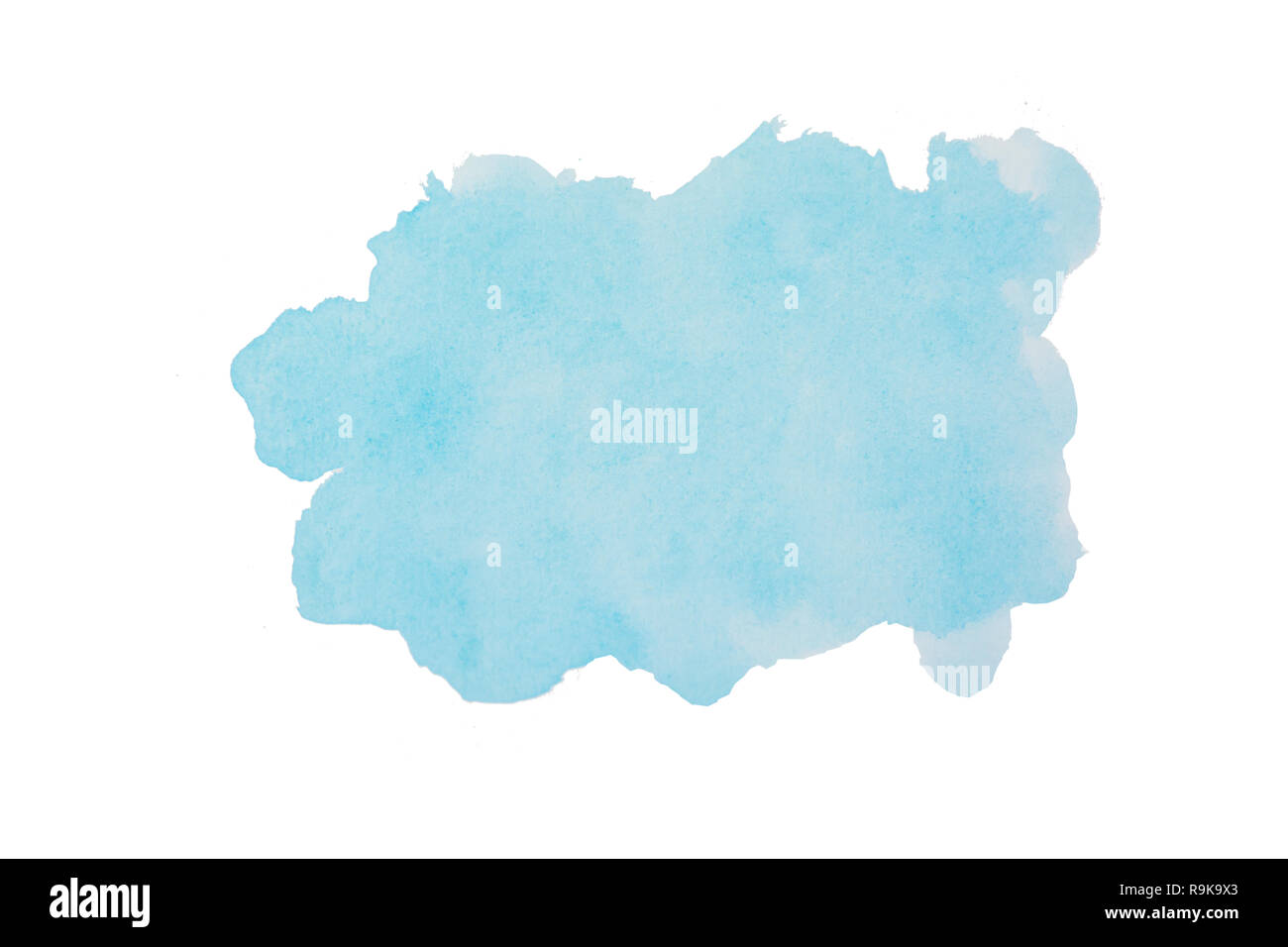 Blu cielo sfondo ad acquerello. Tratto di pennello forma isolata su bianco con tracciato di ritaglio Foto Stock