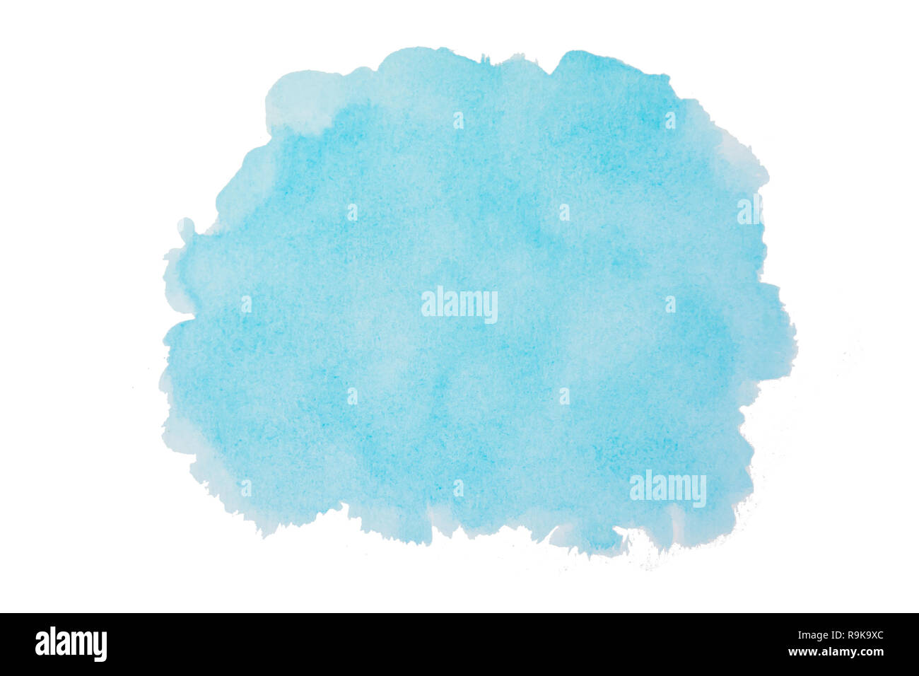 Blu cielo sfondo ad acquerello. Tratto di pennello forma isolata su bianco con tracciato di ritaglio Foto Stock