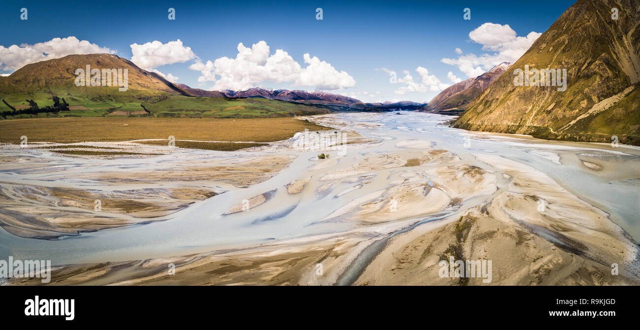 Incredibile Rakaia River alta posizione paese Foto Stock