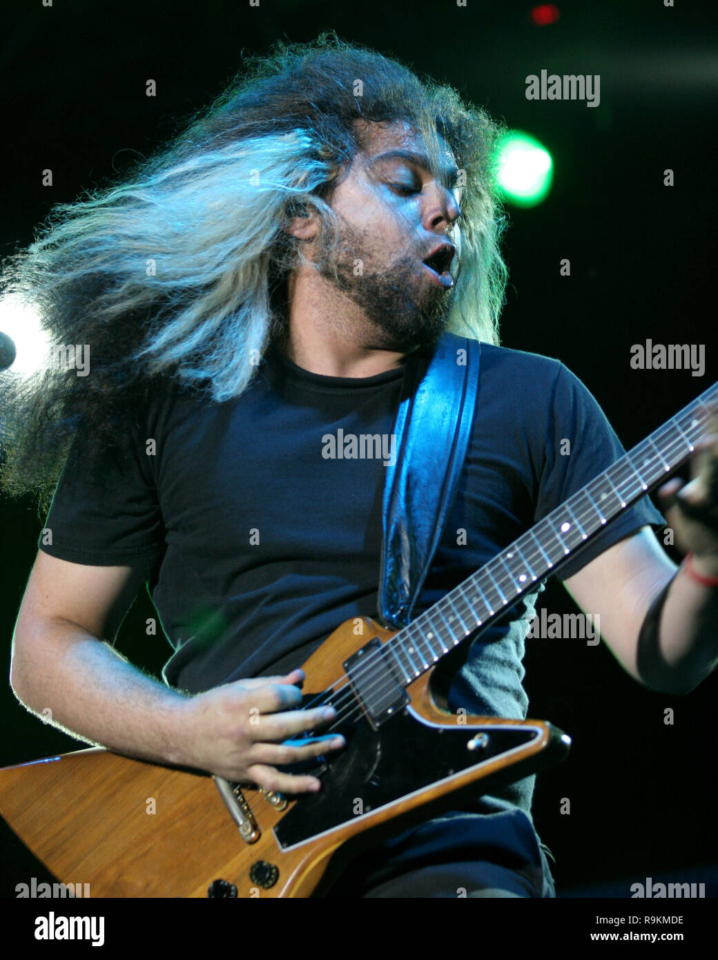 Claudio Sanchez con Coheed & Cambria esibirsi in concerto al Raduno Mondiale 2006 Festival presso il Parco bicentenario a Miami in Florida il 18 marzo 2006. Foto Stock