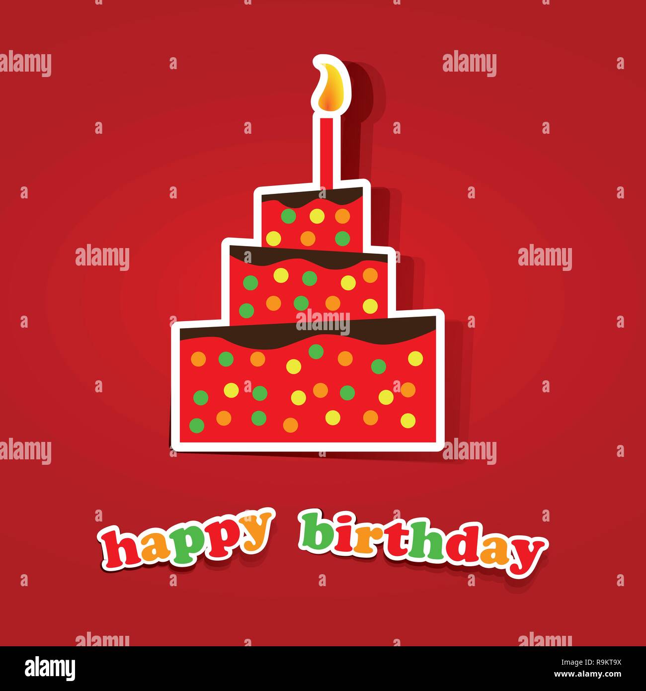 Carta Da Compleanno Colorata Astratta, Flyer O Cover Design Con Torta E Candela In Formato Vettoriale Modificabile Illustrazione Vettoriale