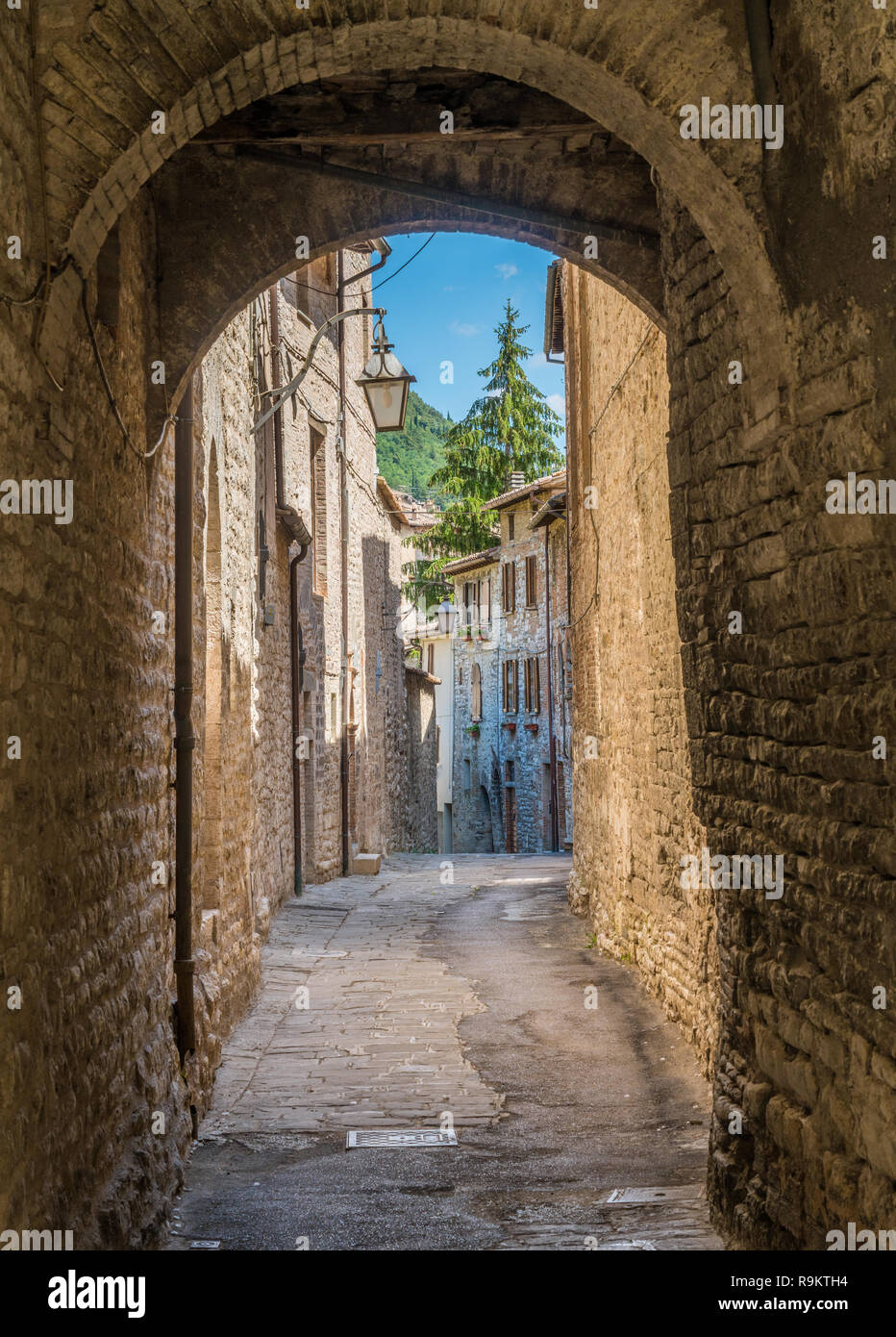 Vista panoramica di Gubbio, città medievale in provincia di Perugia, Umbria, Italia centrale. Foto Stock