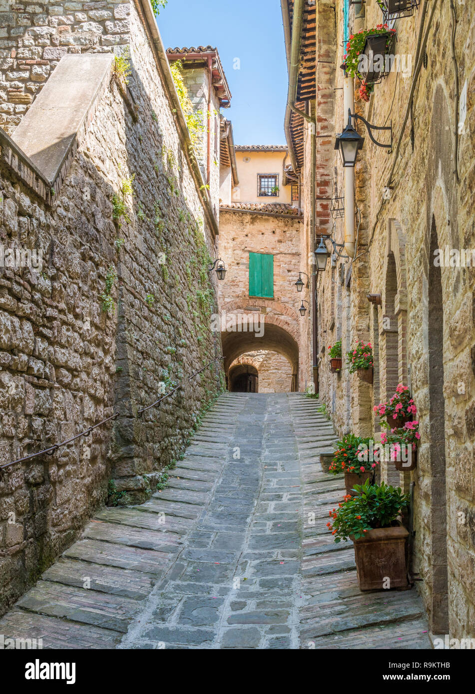 Vista panoramica di Gubbio, città medievale in provincia di Perugia, Umbria, Italia centrale. Foto Stock