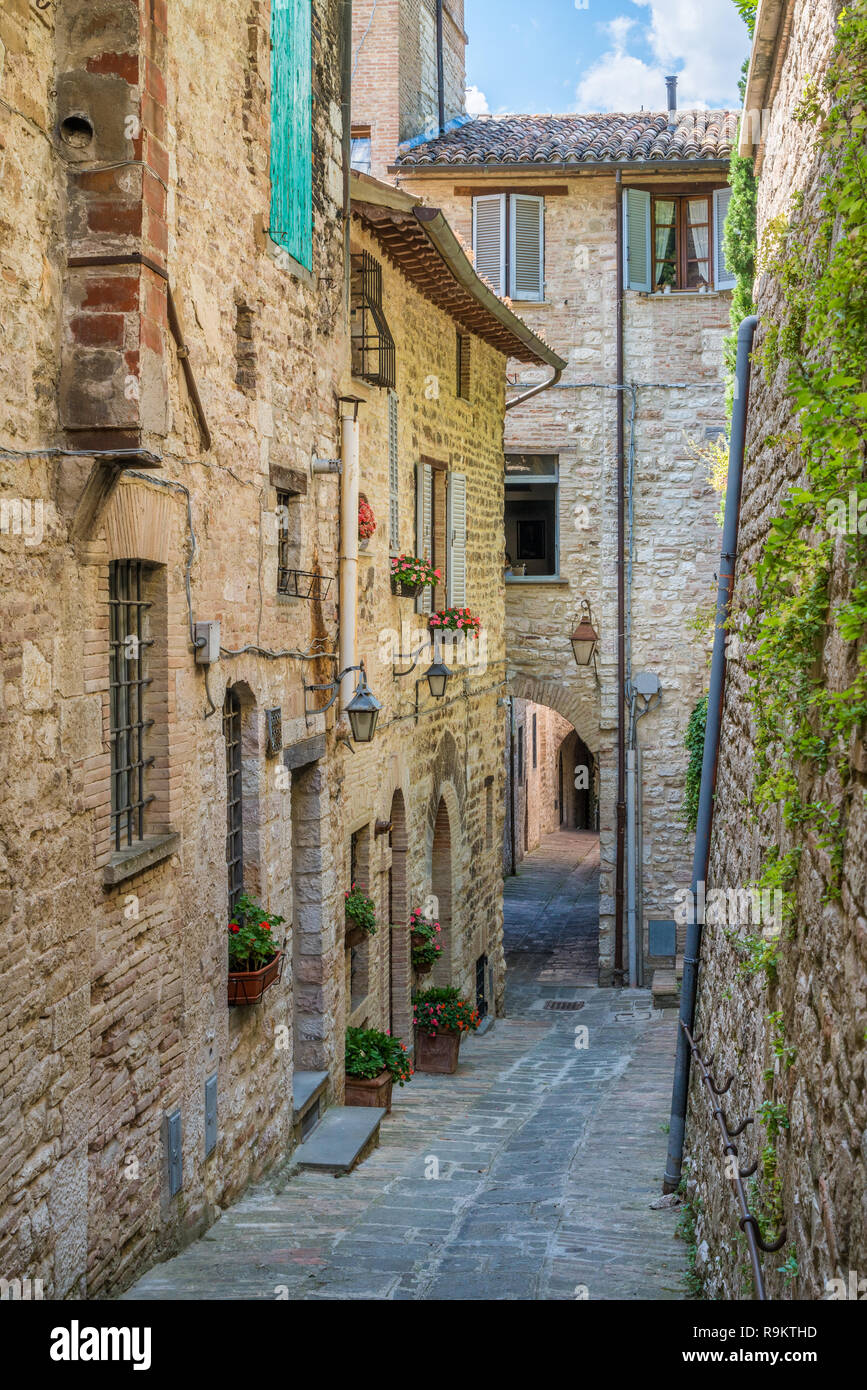 Vista panoramica di Gubbio, città medievale in provincia di Perugia, Umbria, Italia centrale. Foto Stock