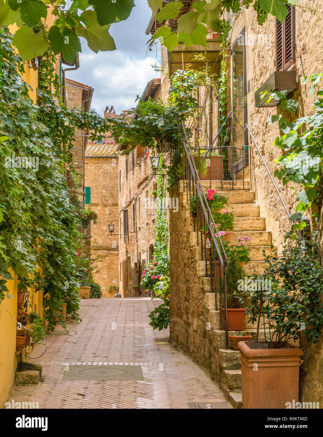 Vista pittoresca a Pienza, provincia di Siena, Toscana, Italia. Foto Stock