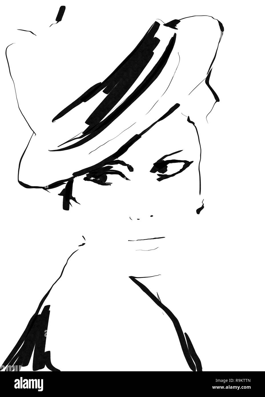 Bianco e nero illustrazione di moda. Pittura Foto Stock