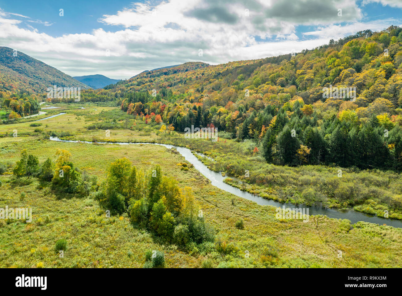 Fiume Ottaqueche, Green Mountain National Forest, Woodstock, Vermont Foto Stock