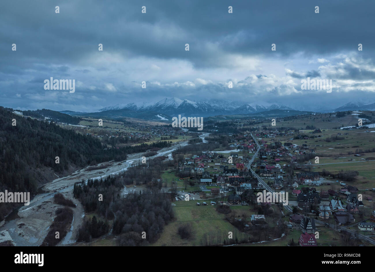 La Polonia, rurale vista aerea Foto Stock