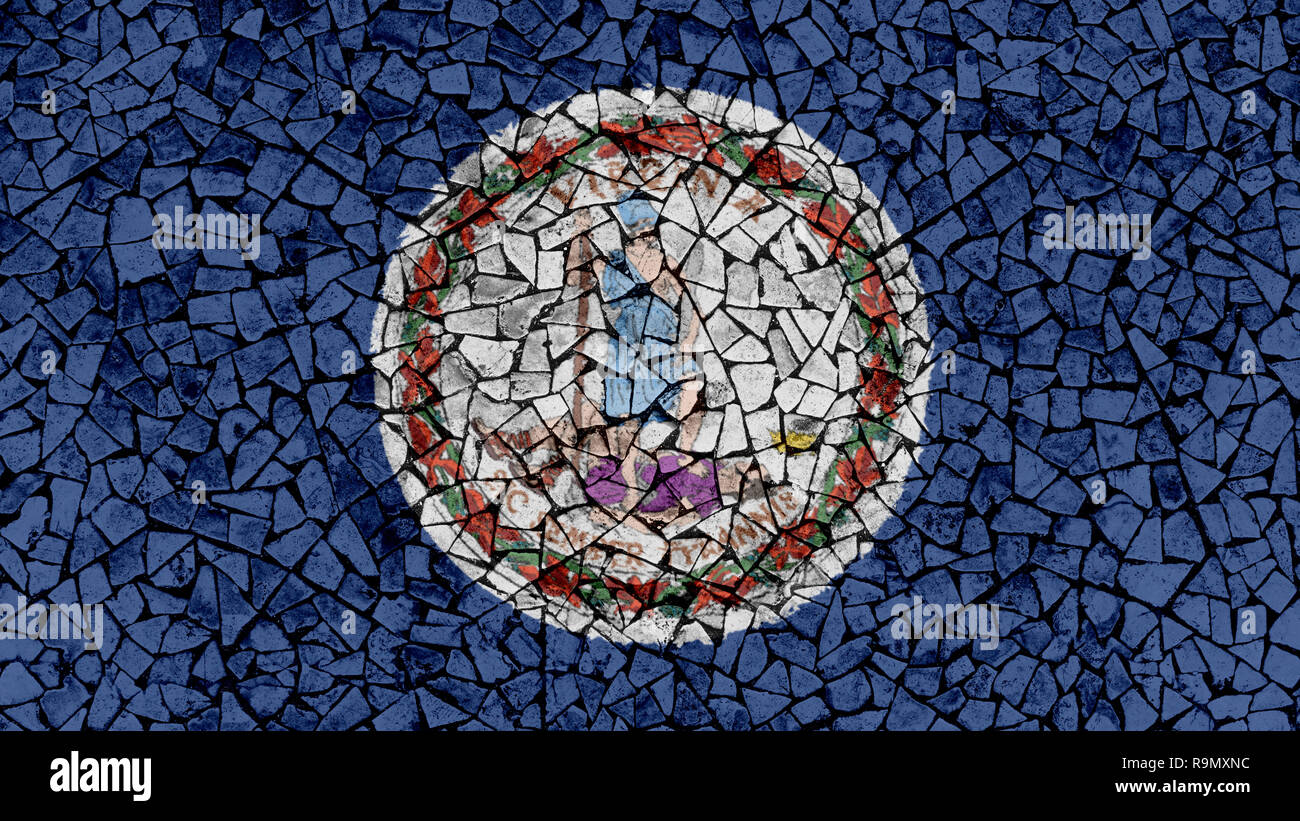 Tessere mosaico pittura della Virginia Bandiera, noi lo sfondo dello stato Foto Stock