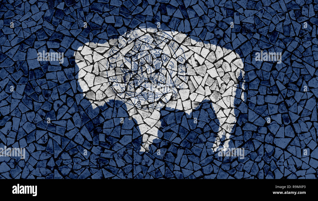 Tessere mosaico pittura del Wyoming Bandiera, noi lo sfondo dello stato Foto Stock