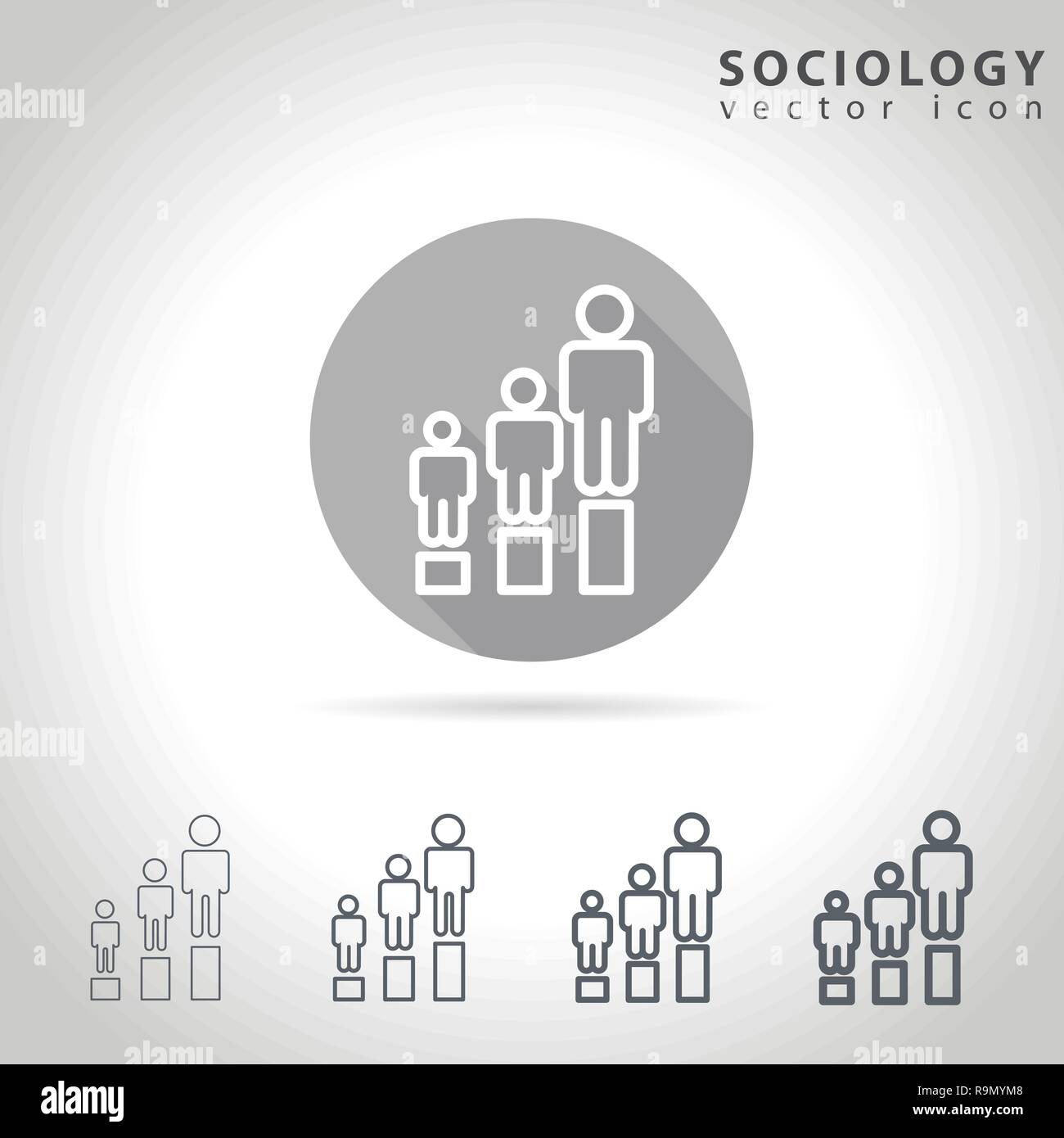 Sociologia delineare il set di icone di raccolta, di figura umana grafici, illustrazione vettoriale Illustrazione Vettoriale