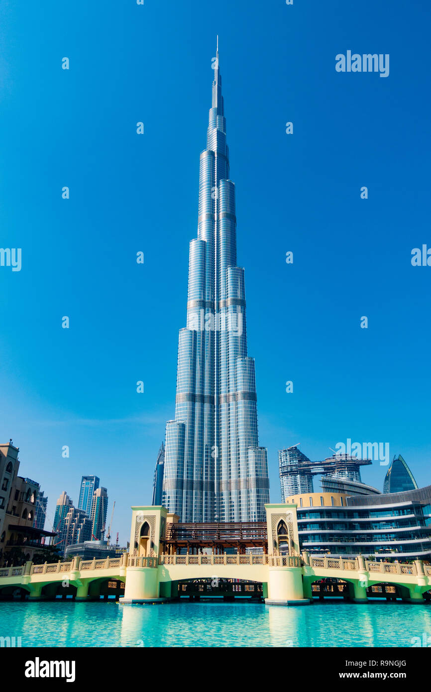 Il Burj Khalifa grattacielo a Dubai, Emirati Arabi Uniti, Emirati arabi uniti Foto Stock