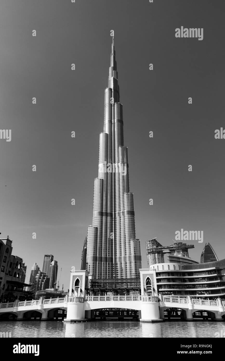 Il Burj Khalifa grattacielo a Dubai, Emirati Arabi Uniti, Emirati arabi uniti Foto Stock