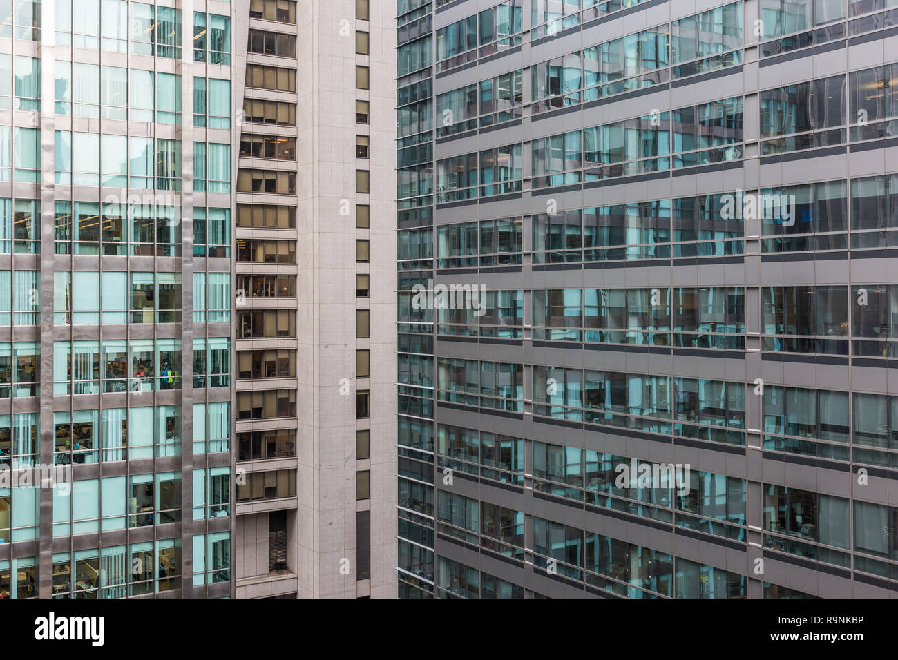 Dettaglio astratto di edifici nel centro di Chicago, compresi la navigazione edificio in acciaio Foto Stock