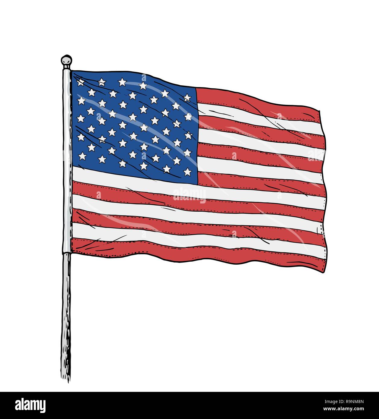 Bandiera americana disegno - vintage come illustrazione a colori della  bandiera degli Stati Uniti d'America. Banner su sfondo bianco Immagine e  Vettoriale - Alamy