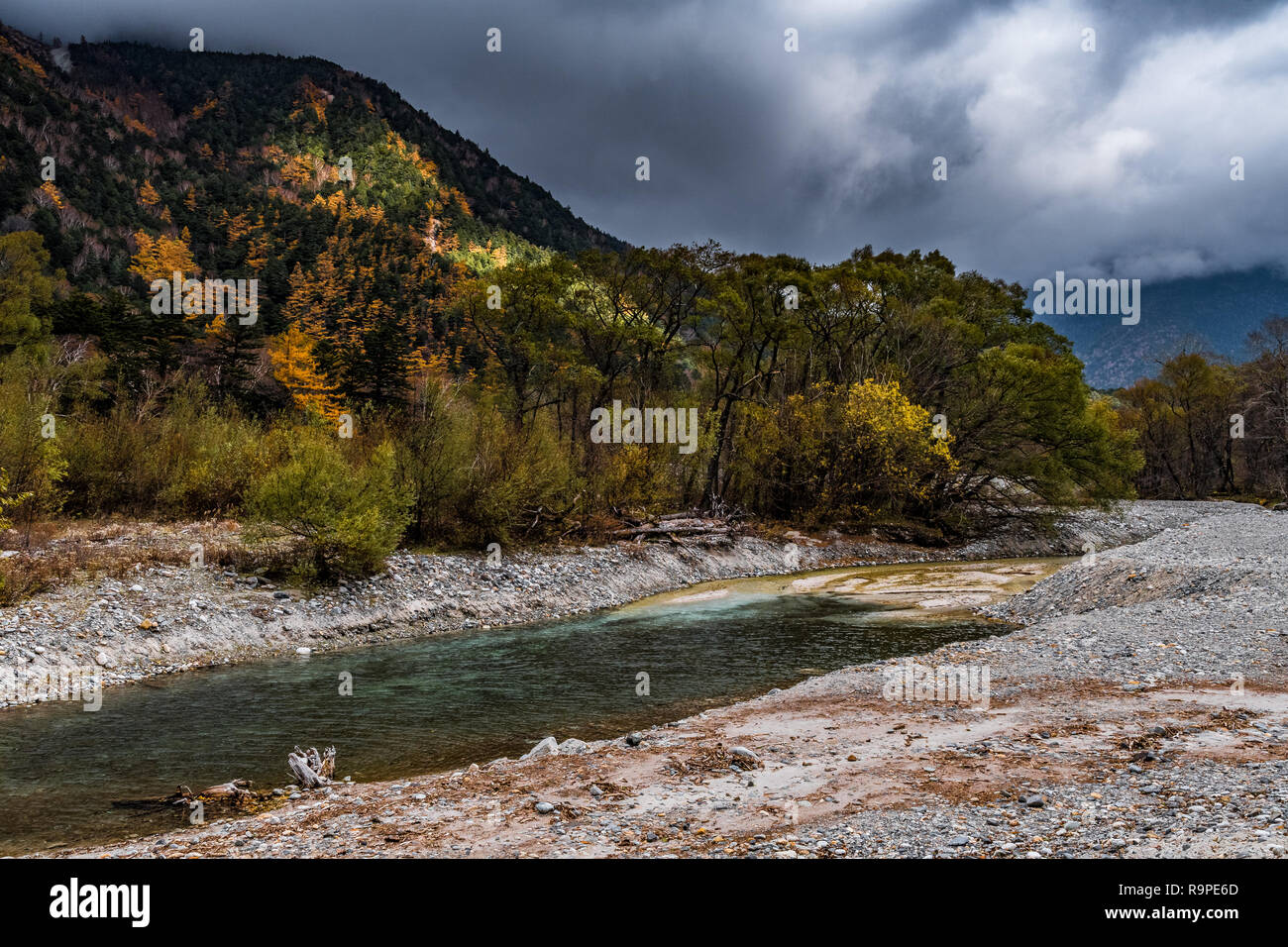 In Kamikochi Autunno, Alpi Giapponesi, Chubu Sangaku National Park Foto Stock