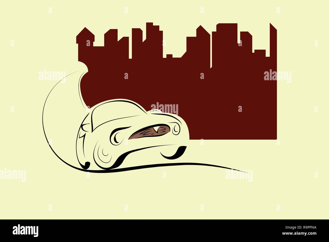 Vintage auto sportiva vettore città eps font Illustrazione Vettoriale