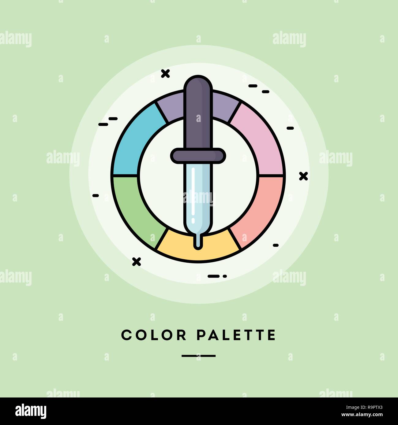 Tavolozza dei colori, il design piatto sottile linea banner. Illustrazione Vettoriale. Illustrazione Vettoriale