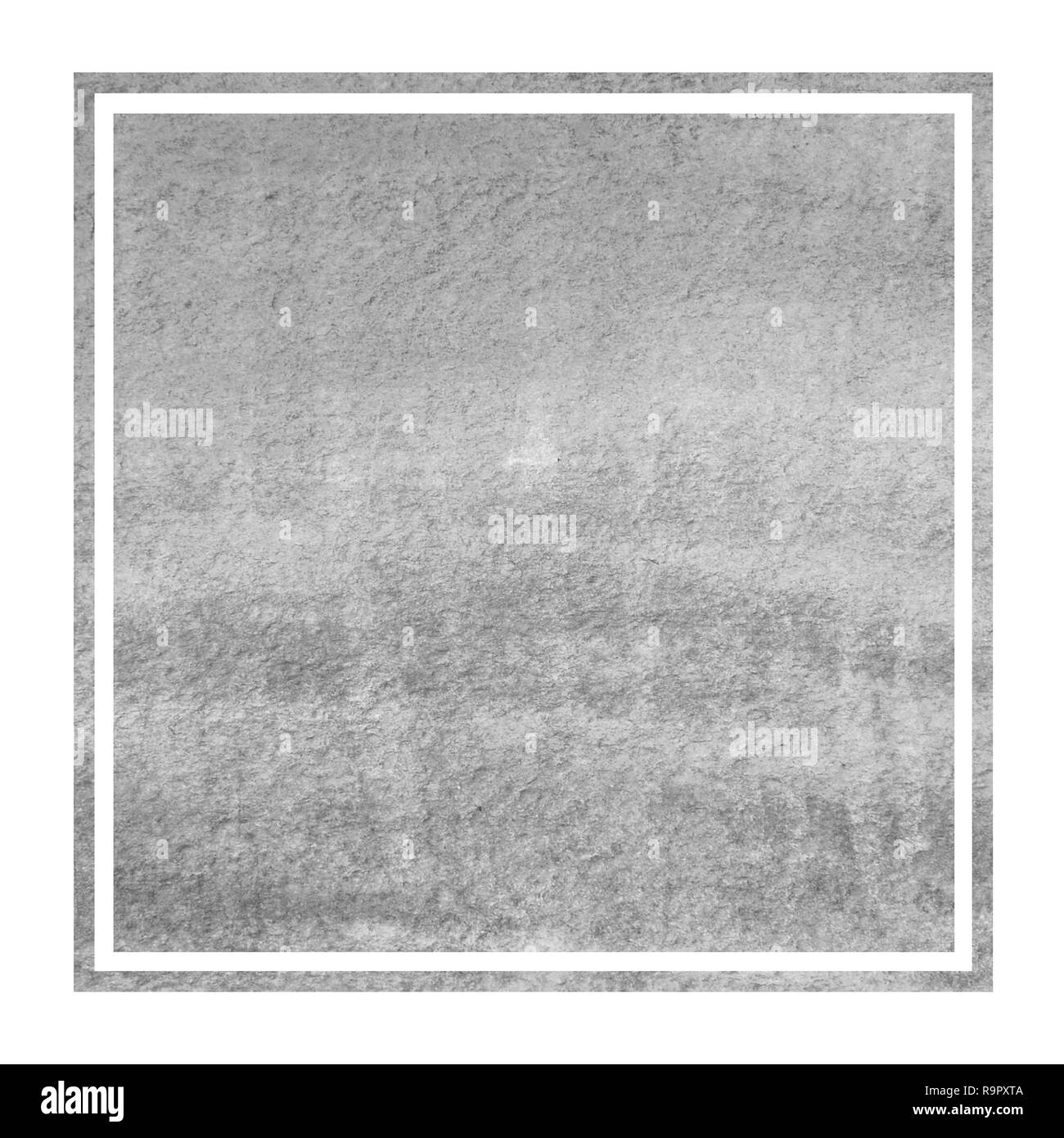 Monocromatico disegnati a mano ad acquerello telaio rettangolare texture di sfondo con macchie. Il design moderno elemento Foto Stock