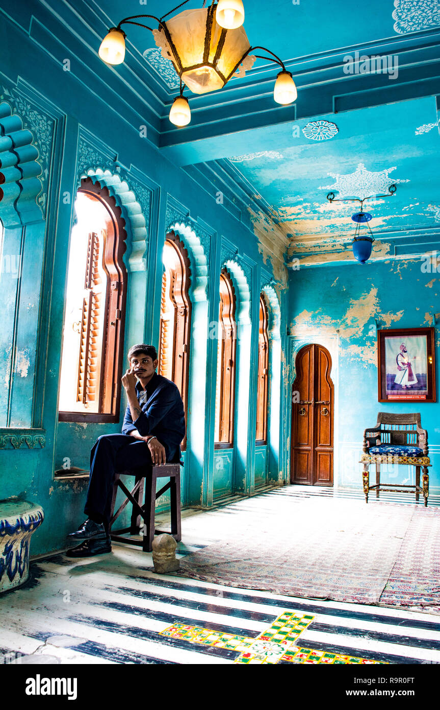 Interno, City Palace Udaipur. Foto Stock