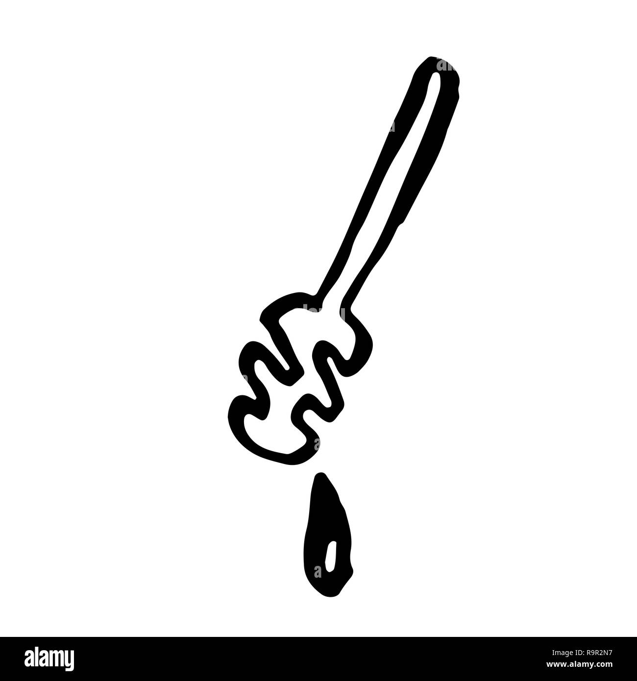 Il gocciolamento miele stick. Grunge vettore inchiostro icona. Illustrazione Vettoriale