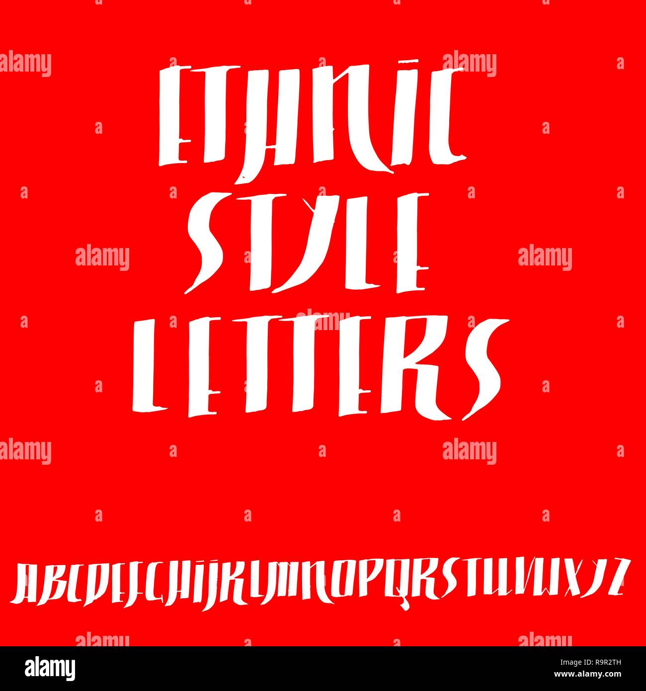 Grunge vecchia penna font gotico. Script etnica. Illustrazione Vettoriale. Illustrazione Vettoriale