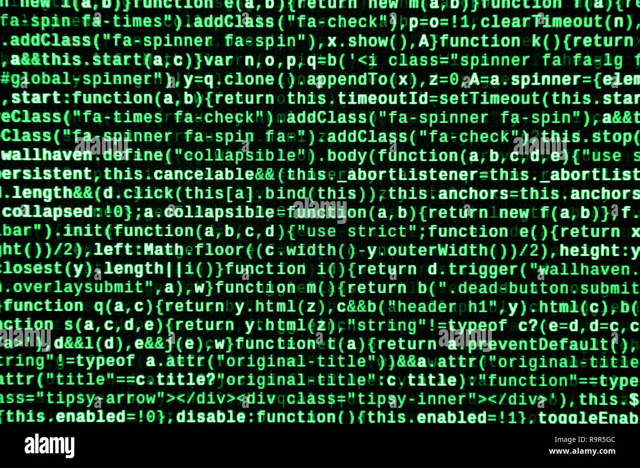 Scrittura di codice di programmazione sul computer portatile. Dati binari digitali sullo schermo del computer. I responsabili di progetto lavoro nuova idea. Software Engineer presso il lavoro. Abstra Software Foto Stock