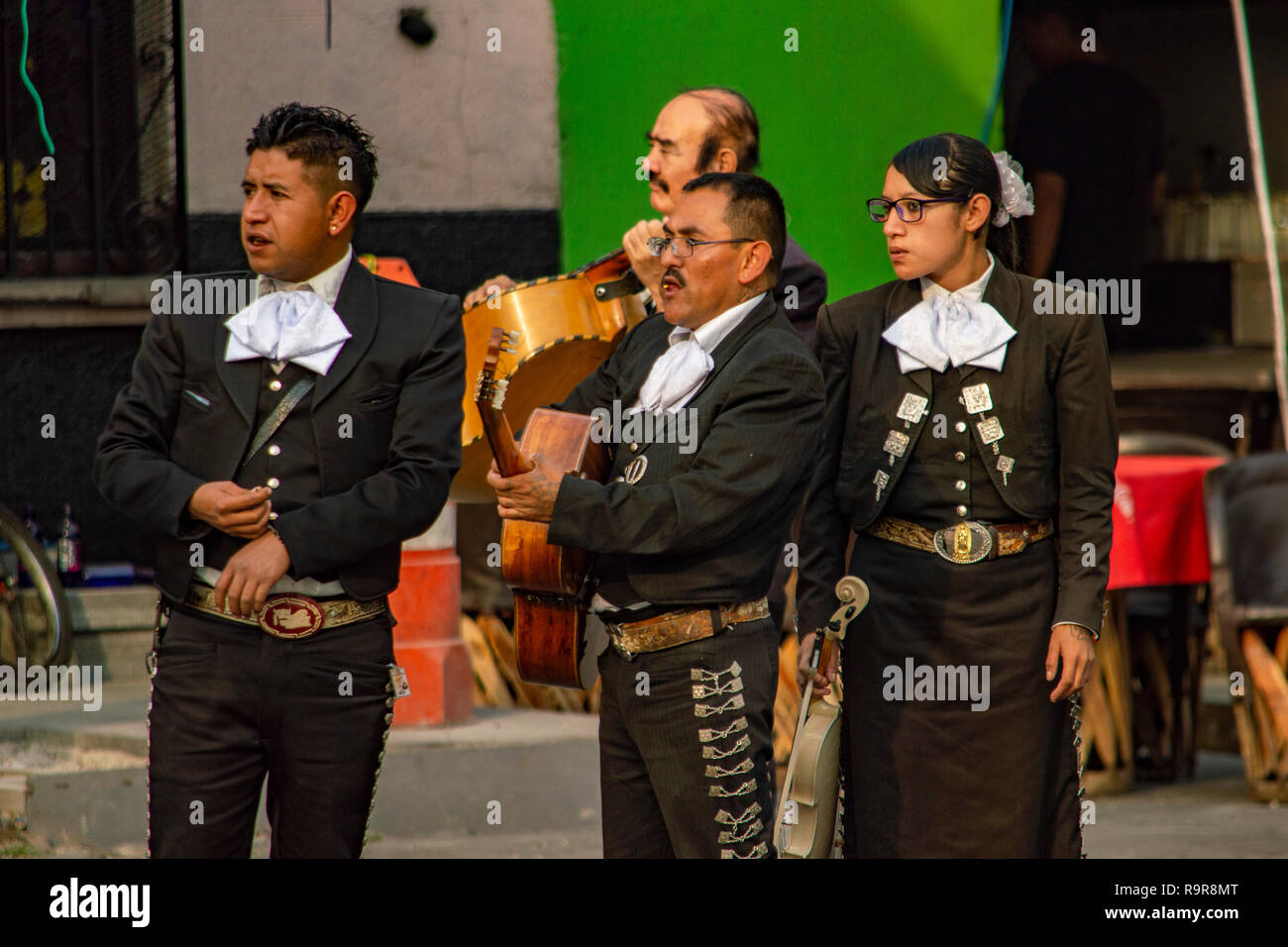 Una banda Mariachi in Plaza Garibaldi a Città del Messico Foto Stock
