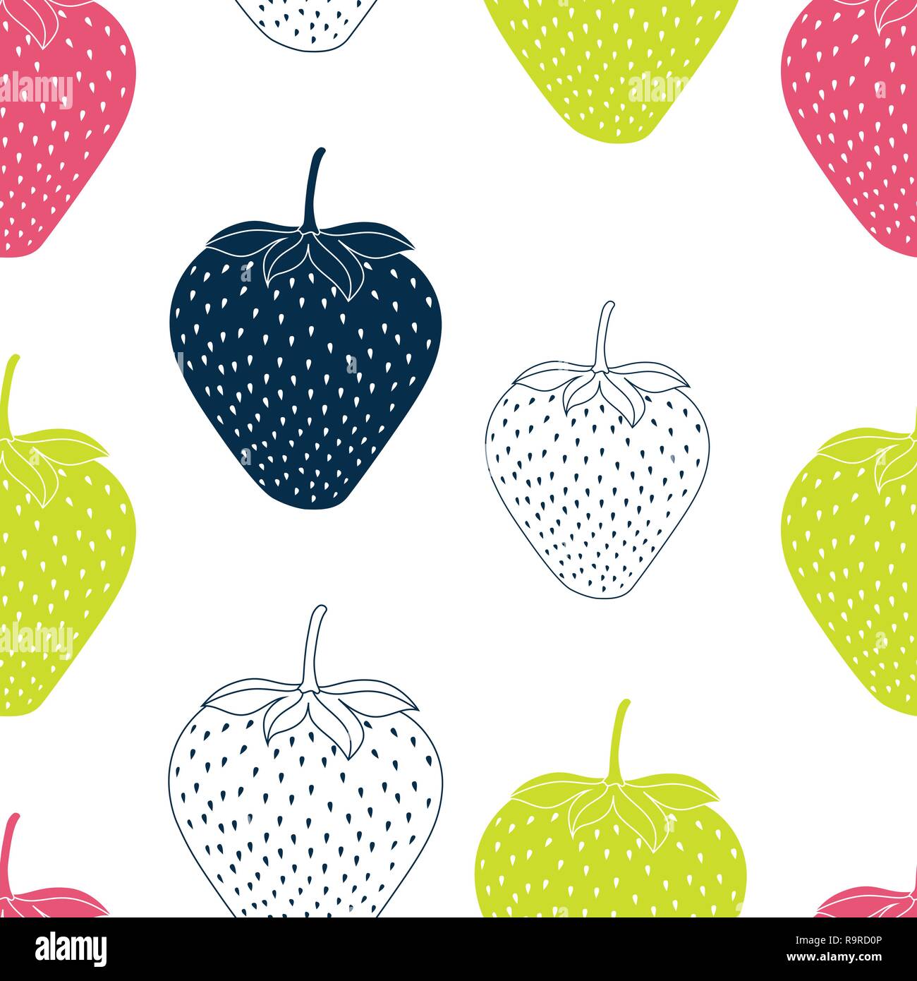 Modello senza giunture di fragole multicolore. Illustrazione Vettoriale Illustrazione Vettoriale