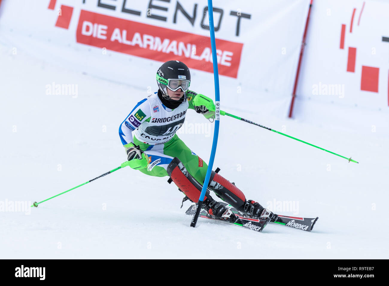 22 dicembre 2018, Courchevel Francia Ladies Slalom Audi FIS Coppa del Mondo di Sci Alpino 2019 Foto Stock