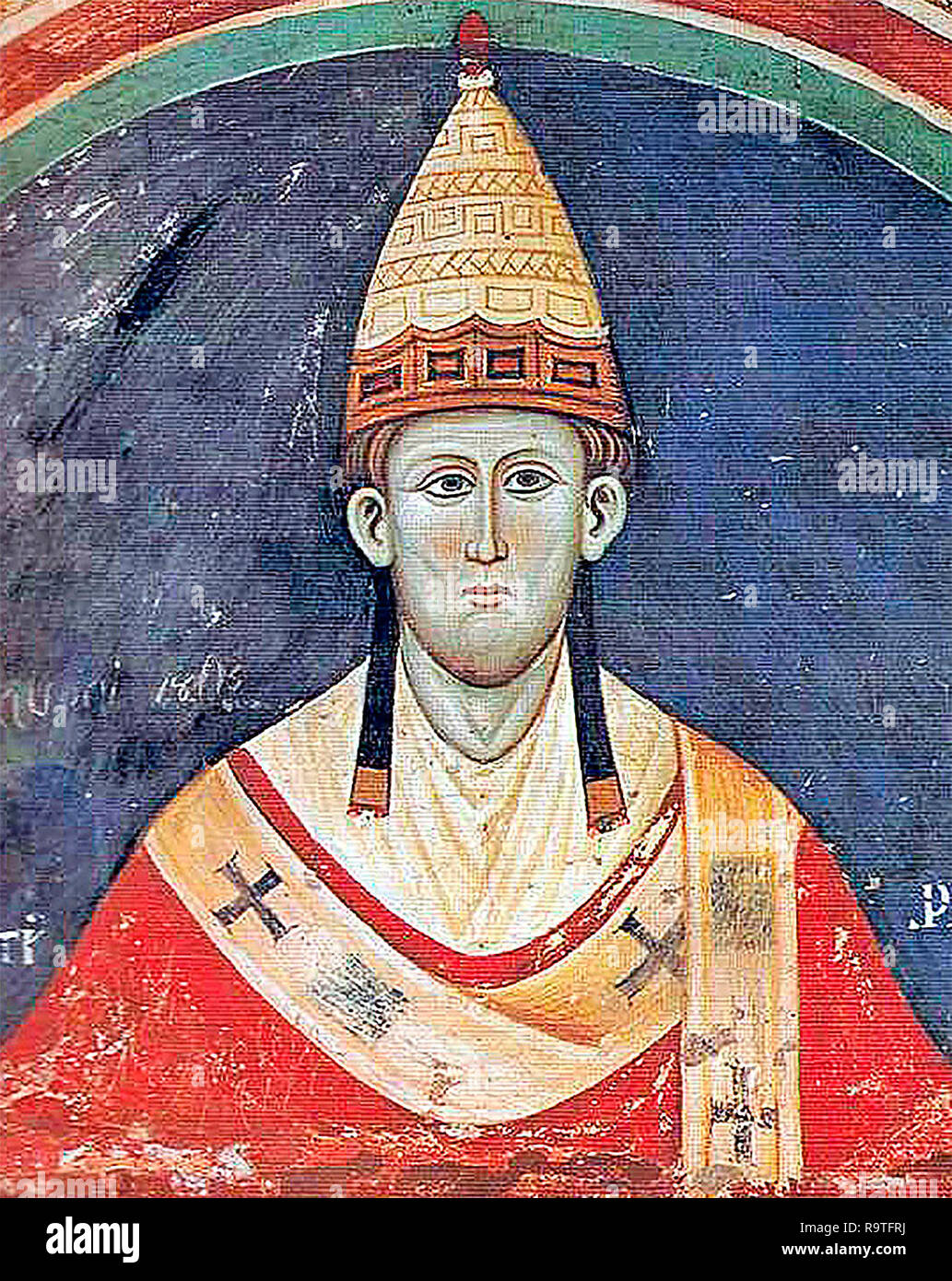 Papa Innocenzo III che indossa una sagomata a Y pallio, circa 1219 Foto Stock