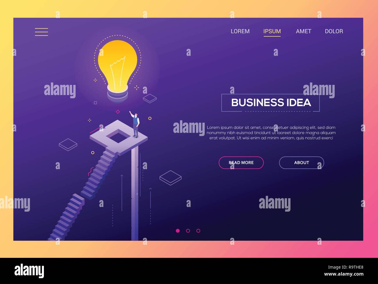 Idea di business - moderno vettore isometrica intestazione del sito web Illustrazione Vettoriale