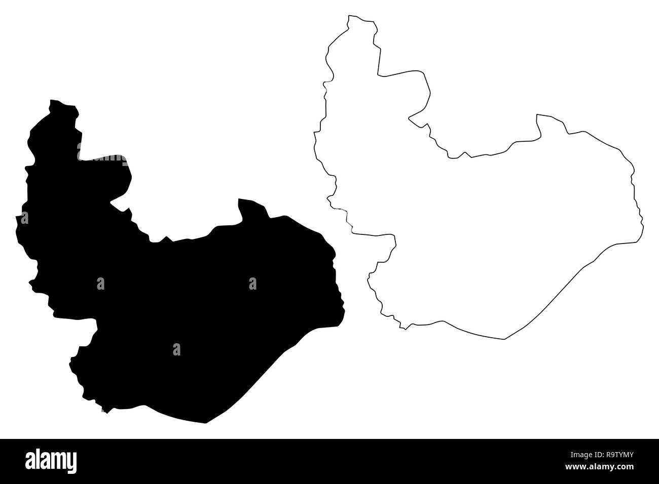 Nello Stato di Plateau (suddivisioni della Nigeria, stato federato della Nigeria) mappa illustrazione vettoriale, scribble sketch mappa di Plateau Illustrazione Vettoriale
