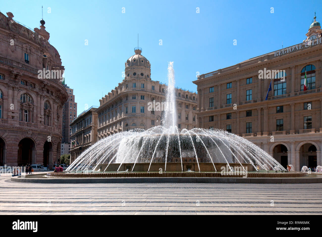 Fontana di Piazza De Ferrari, Genova, Italia. Foto Stock