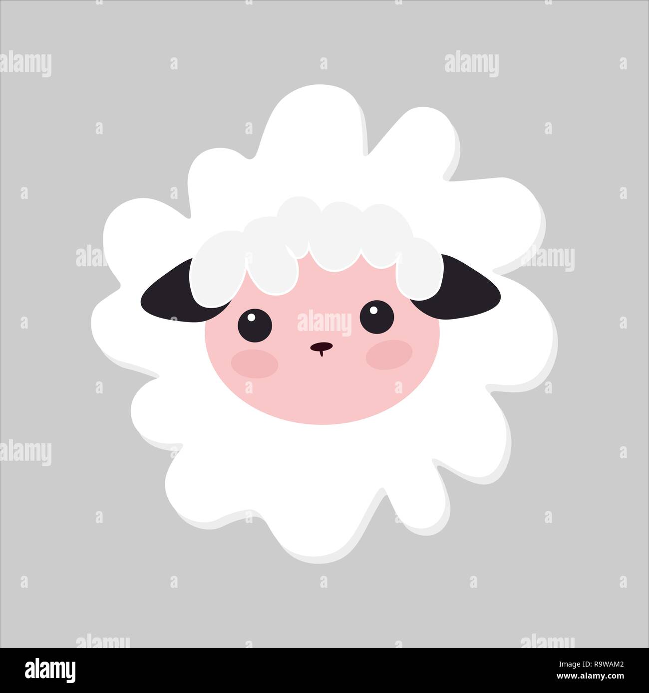 Little White pecore, baby picture. Carino il vettore illustrazione di agnello. Illustrazione Vettoriale