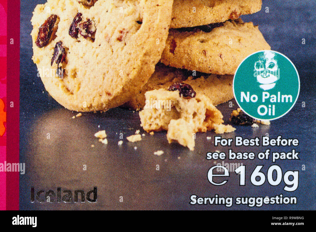 Nessun olio di palma simbolo sulla scatola di Islanda trito di lusso Pie biscotti shortbread Scozzesi tornate prodotta in Scozia Foto Stock