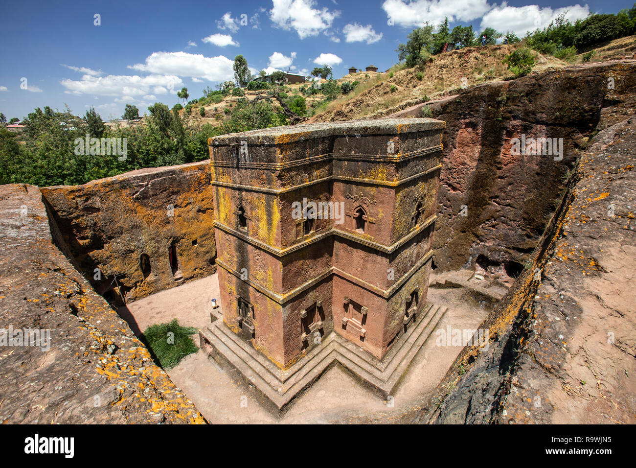 Il rock-cut chiesa di San Giorgio a Lalibela, Etiopia Foto Stock