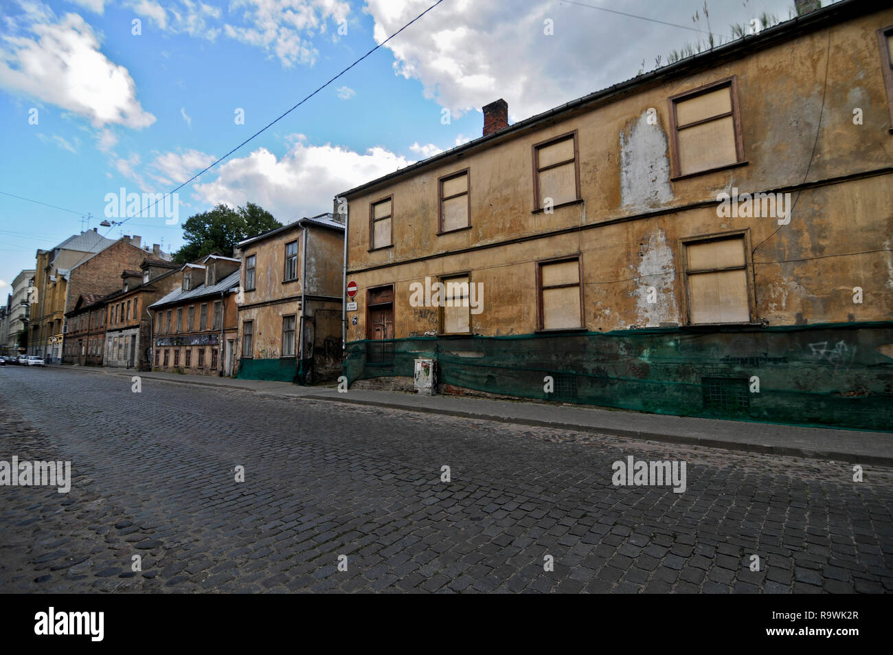 Strada vuota della Riga, Lettonia Foto Stock