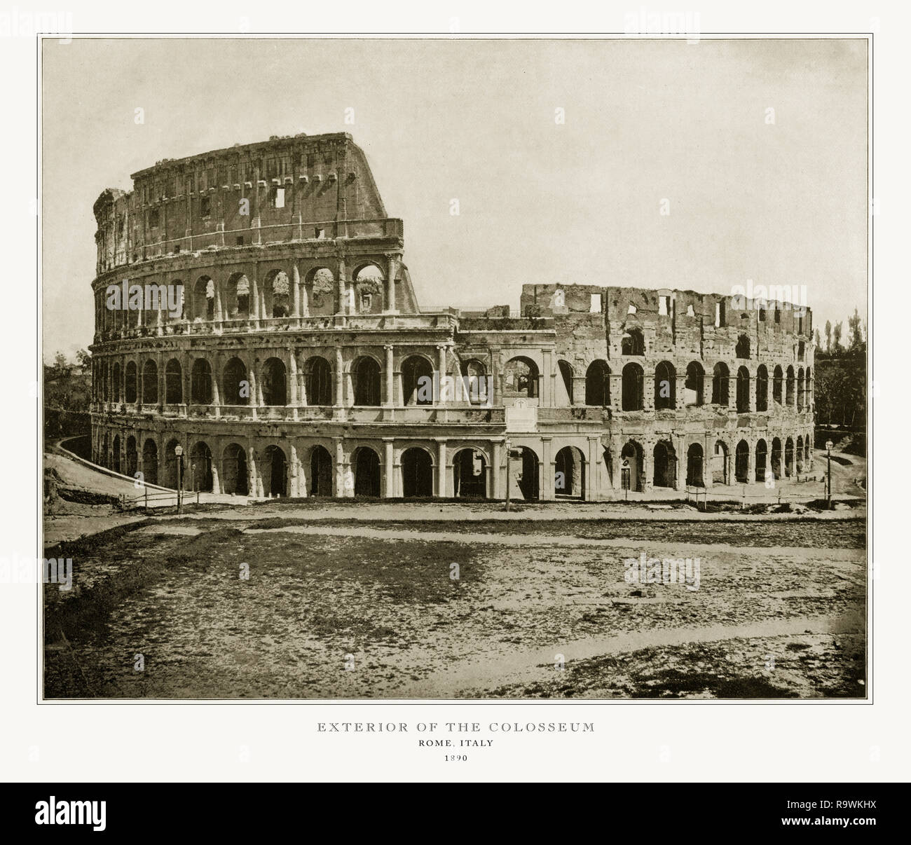 Esterno del Colosseo, Roma, Italia, antichi Fotografia Italiana, 1893 Foto Stock